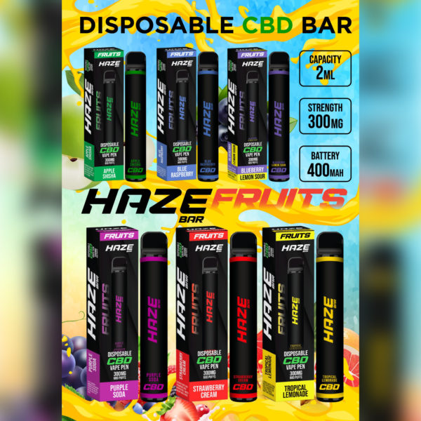 Haze Bar Fruits CBD Disposable Pods 300MG 600 Puffs